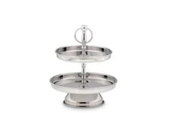 Etagere 2-stöckig, Glatt Poliert Gesamt-H 26,0cm, Teller-D 18,0cm & 21,0cm Edelstahl