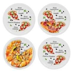 4er Set Pizzateller Margherita GroĂ - 30,5cm Porzellan Teller Mit Schönem Motiv - FĂŒr Pizza / Pasta, Den `groĂen Hunger` Oder Zum Anrichten Geeignet