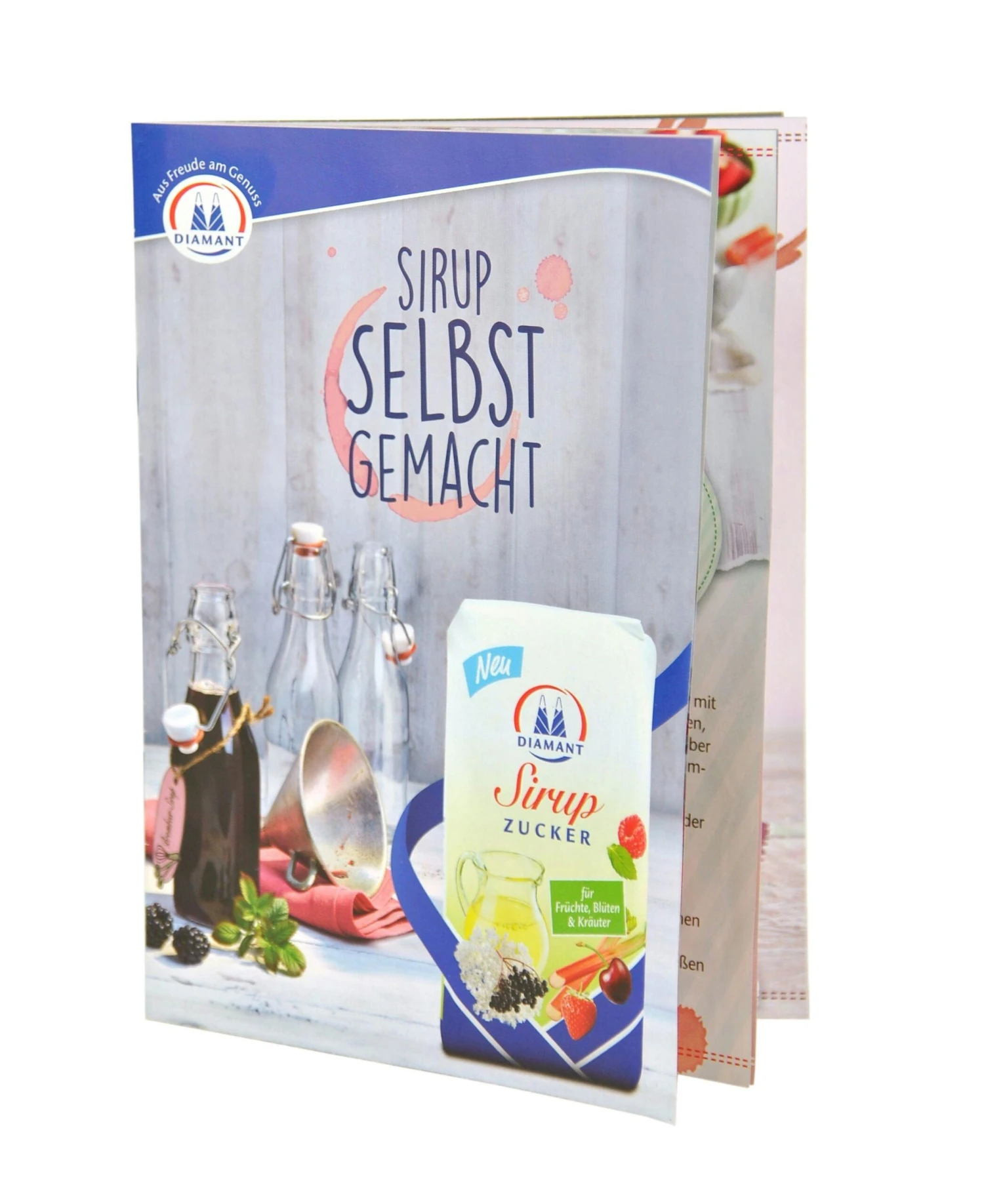 2er Set Glasbecher Mit Henkel, Deckel Und Trinkhalm Inkl. Rezeptheft - Blau Kariert - 0,5 Liter Trinkbecher / Trinkglas Mit Relief - Image 6