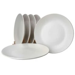 6er Set Essteller Flach 27cm White Biata Steingut