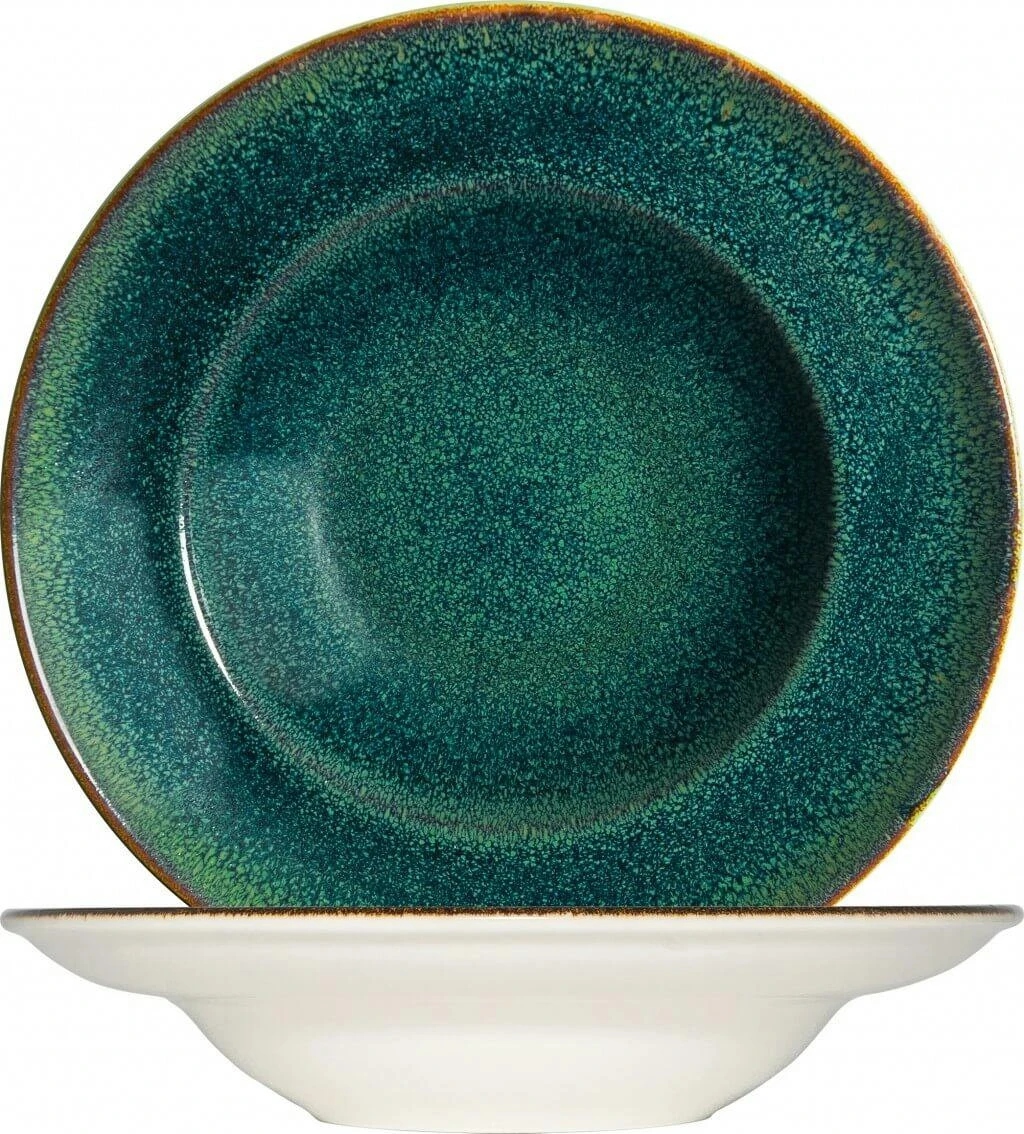 6x Pastateller Geschirr Teller Tief 27cm 45cl Grün Braun Porzellan Rund Bonna Ore Mar Gourmet