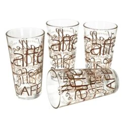4er Set Latte Macchiato Glas 39cl Stapelbar Coffee Dekor