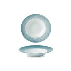 12 X Teller Tief 24cm RAKU Topaz Blue