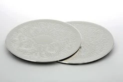 Untersetzer-Garnitur 2-tlg. Rund Verziert D 19,5cm Versilbert Anlaufgeschützt