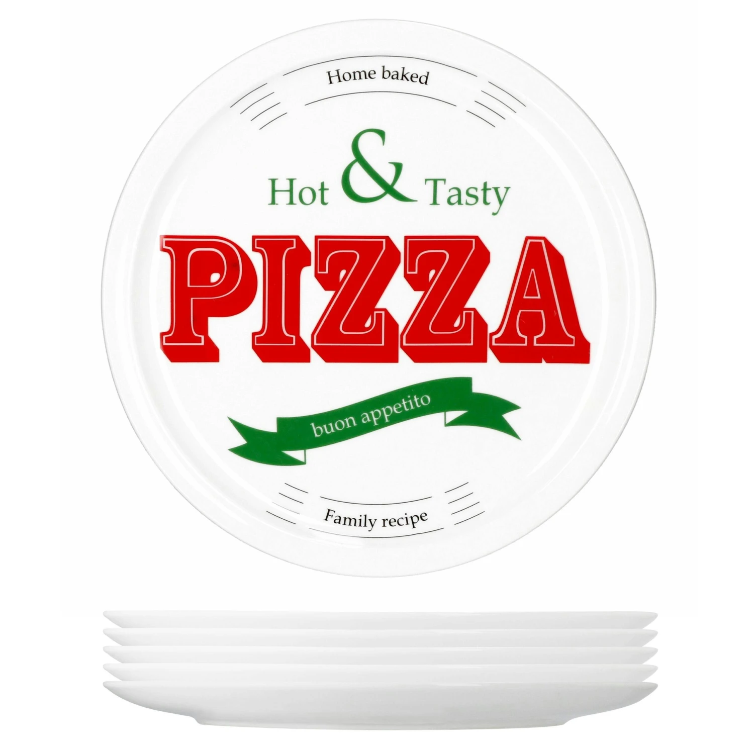 2er Set Pizzateller 1x Hot & Tasty + 1x Pizza Italian 28cm - Image 4