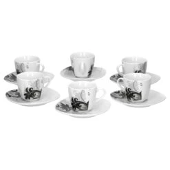 6er Set Espressotasse Mit Untertasse Black Flower