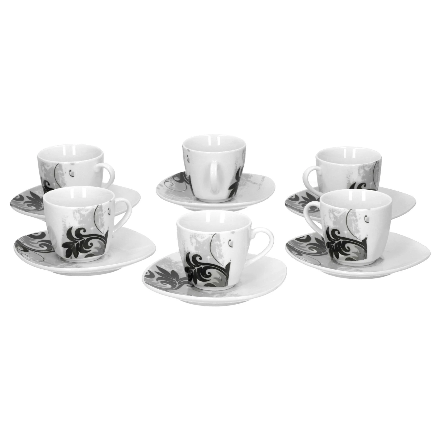 6er Set Espressotasse Mit Untertasse Black Flower