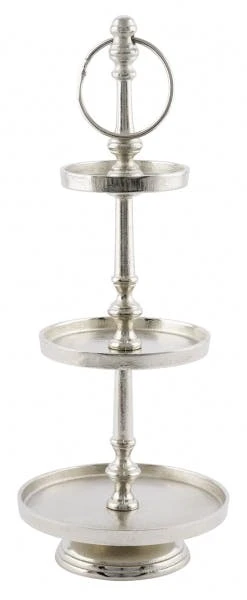 NEU 3er Etagere, Aluminium, Silber, Handgefertigt, 15,5 X 45,5 Cm, "Germany"