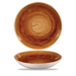 12 X Teller Tief Coup 24,8cm STONECAST PATINA Vintage Copper