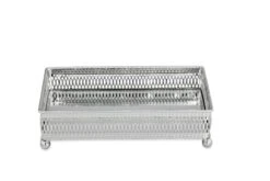 Galerie-Spiegeltablett Rechteckig, Klein, Vernickelt, 23,5 X 15,5cm, H 4,0cm Gesamt-H 6,0 Cm