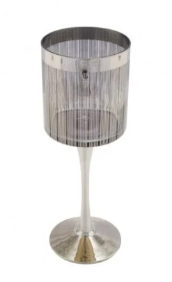 NEU Glaskelch, Streifen, Silber, ∅ 9 Cm / Höhe: 25 Cm, "Germany", Handgefertigt