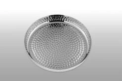 Tablett Rund, Gehämmert Edelstahl D: 24,0cm, H: 4,0cm