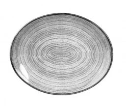 12 X Platte Oval Coup 32x26cm STUDIO PRINTS HOMESPUN Stone Grey