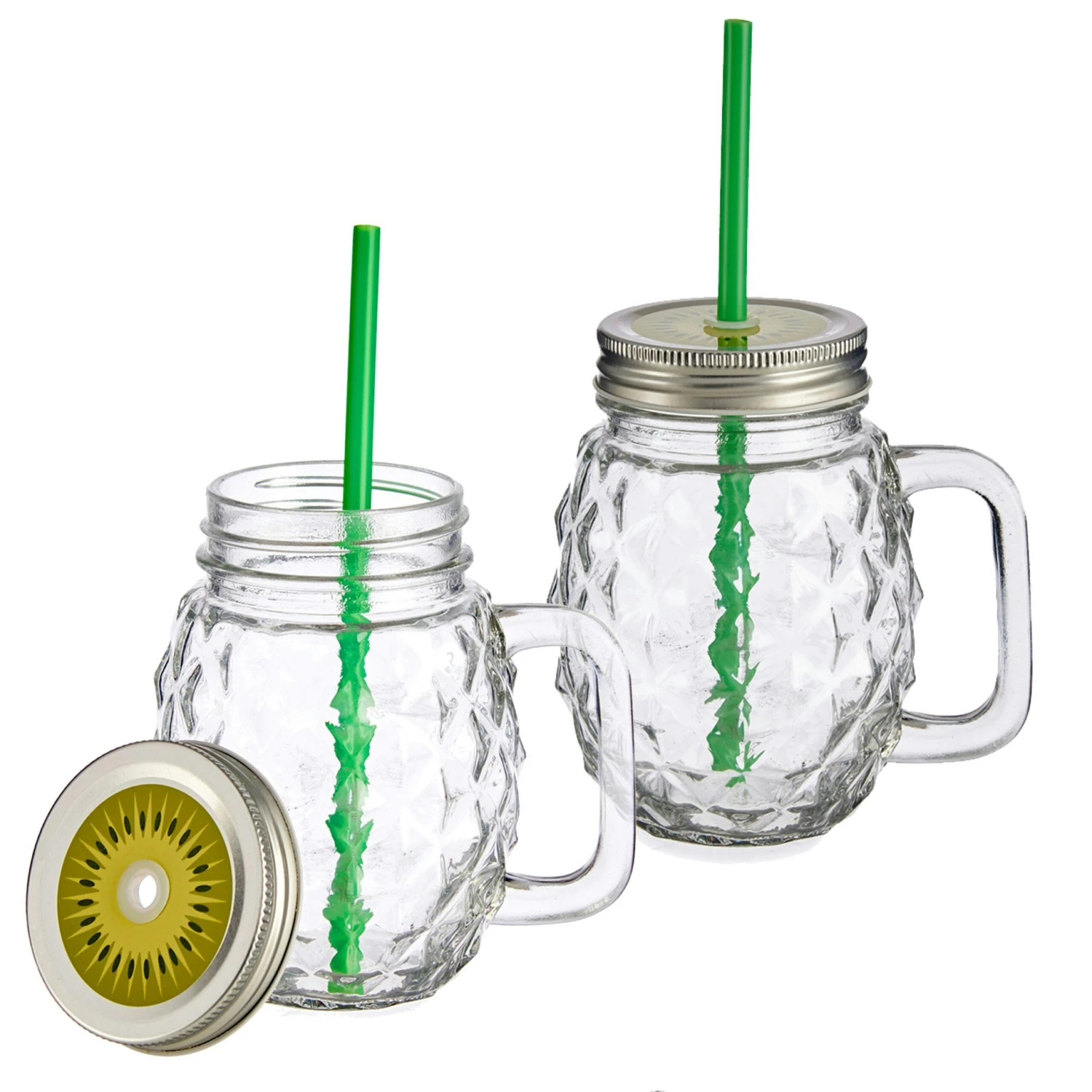 4er Set Vivalto Sole Henkelbecher Mit Strohhalm Rot 485ml - Image 4