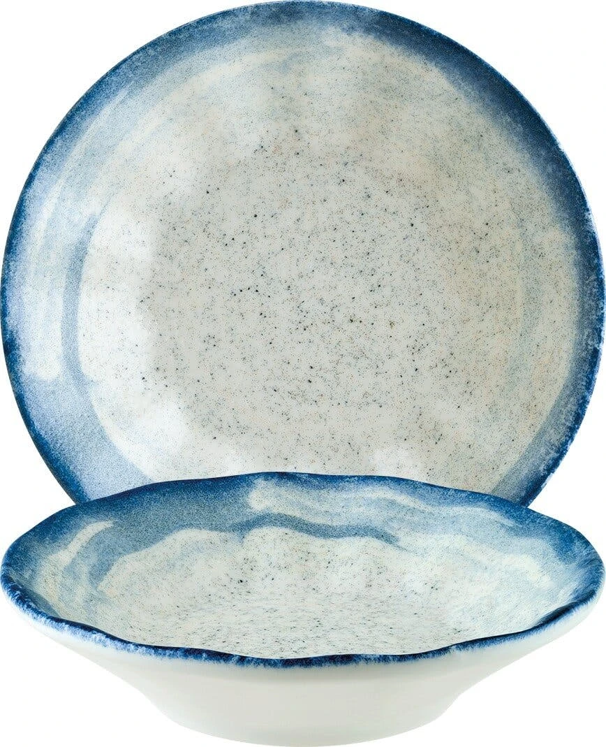 6x Dipschalen Snackteller Schälchen Weiß Blau Geschirr Porzellan Rund Bonna Harena Rita 11cm