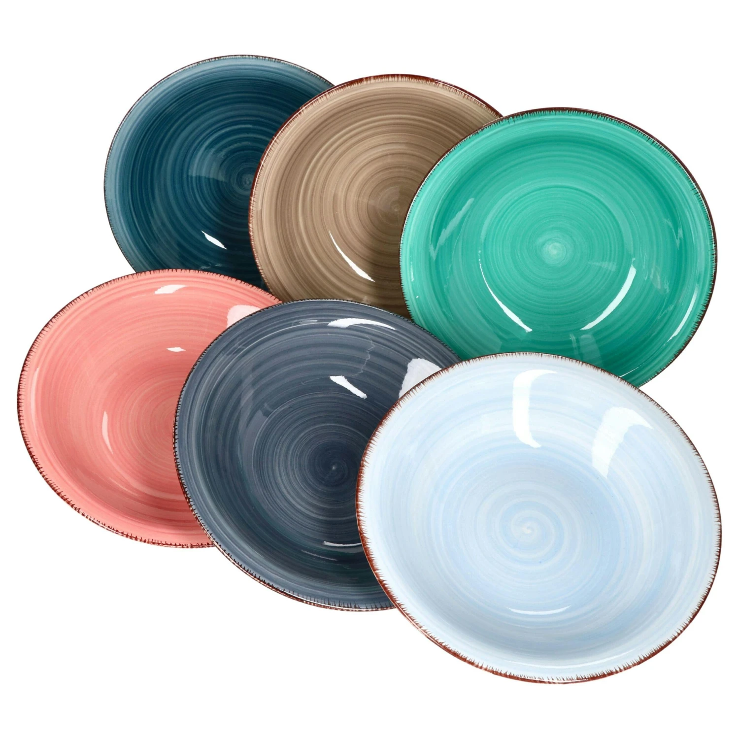 6er Set Suppenteller Uni Bunt - Image 5