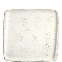 2x Servierplatten Speiseteller Porzellan Geschirr Rechteckig Weiß Creme Braun Bonna Grain Moove 32x30cm Kantenschutz Vintage Retro