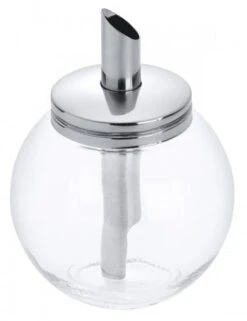 7x Zuckerspender Aus Schwerem Pressglas, Mit Langem Dosierrohr, Mit Kappe Aus Edelstahl