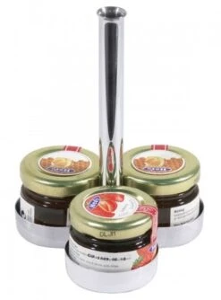 2x Contacto Marmeladen-/ Honig-Etagere, Eine Ebene, Edelstahl, Durchmesser Außen: 10 Cm, Gesamthöhe: 14 Cm