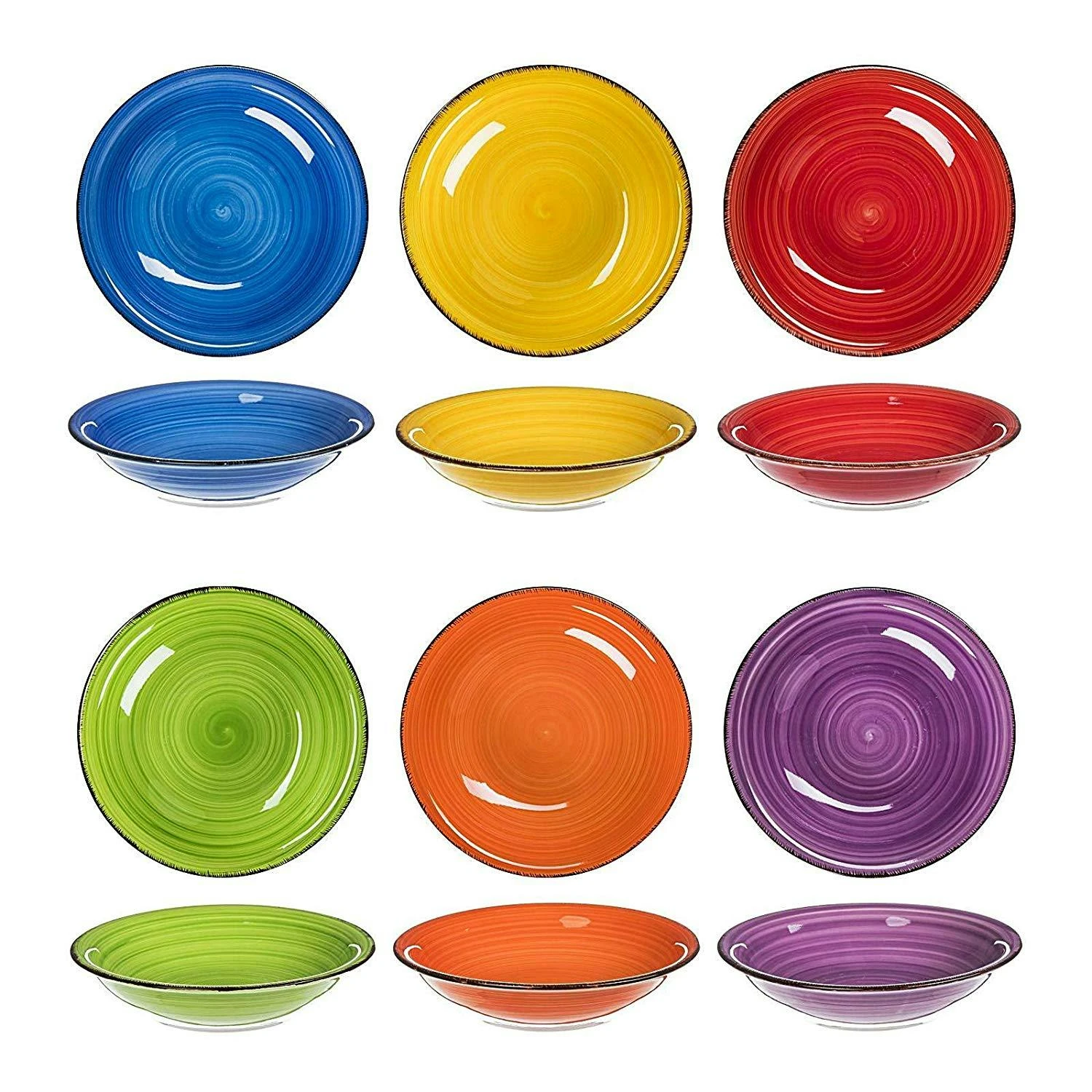 6er Set Suppenteller Uni Bunt - Image 7