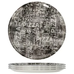 4er Set Pizzateller Napoli Black 33cm - 04018#Z70