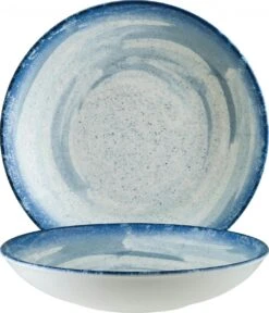 6x Pastateller Geschirr Tief 28cm 170cl Weiß Blau Bonna Harena Bloom