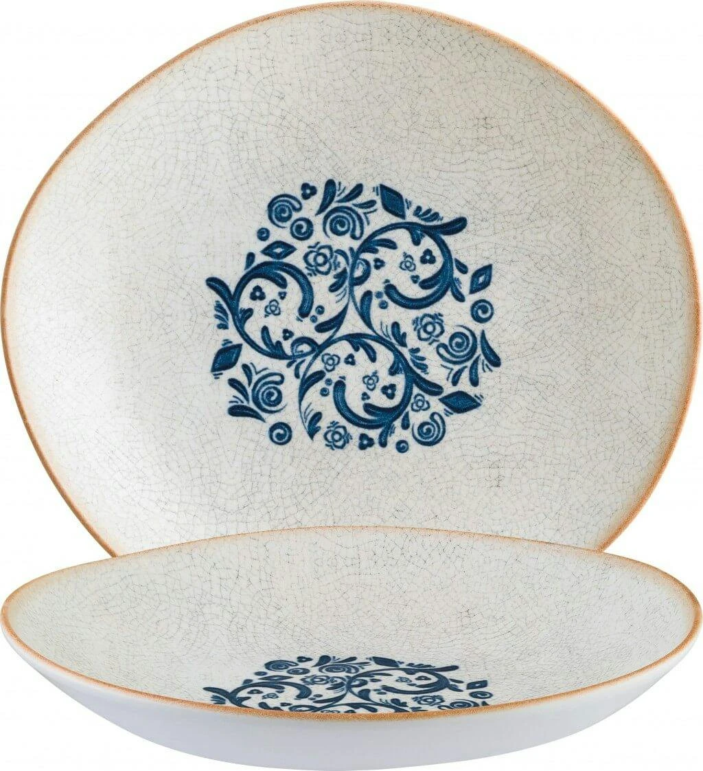 6x Pastateller Geschirr Tief 28cm 160cl Weiß Blau Braun Rund Porzellan Bonna Viento Hygge Mediterran - Image 2