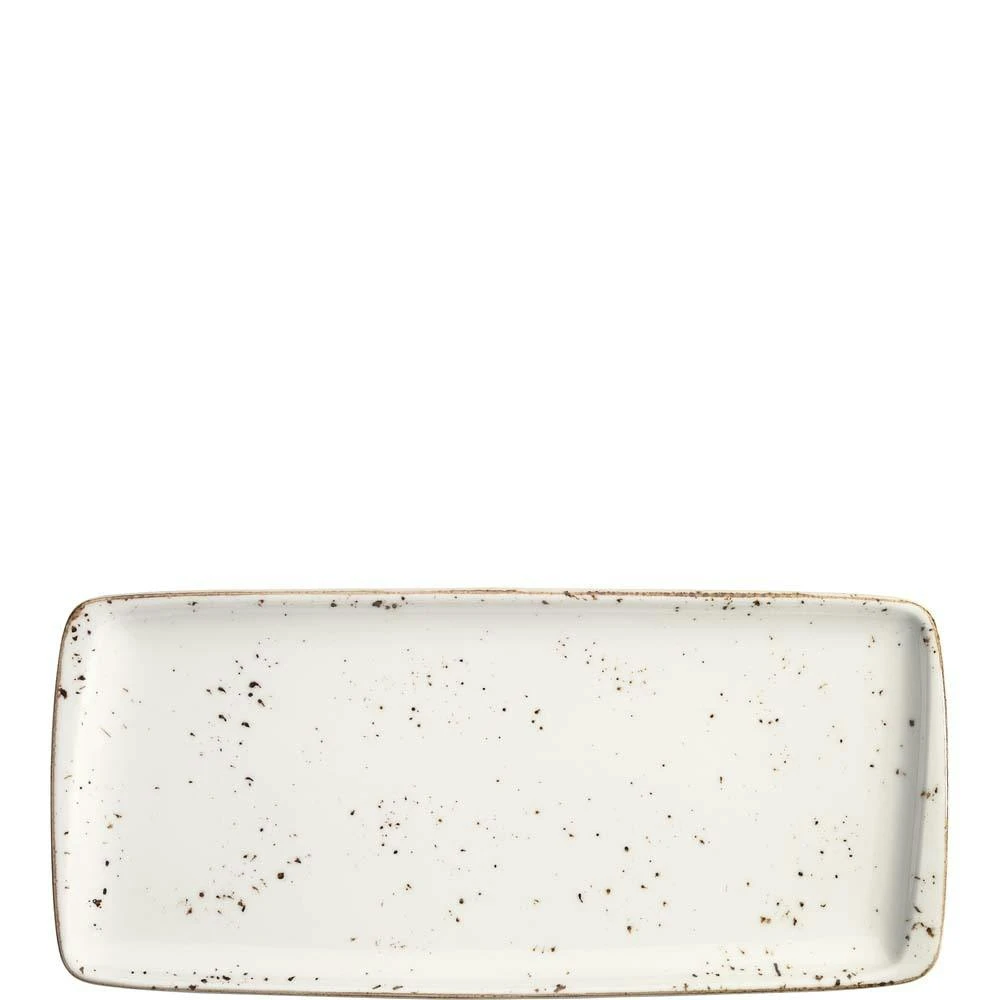 2x Servierplatten Speiseteller Porzellan Geschirr Rechteckig Weiß Creme Braun Bonna Grain Moove 32x30cm Kantenschutz Vintage Retro - Image 3