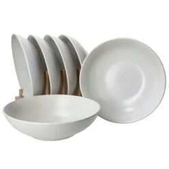 6er Set Suppenteller 20,5cm White Biata Steingut