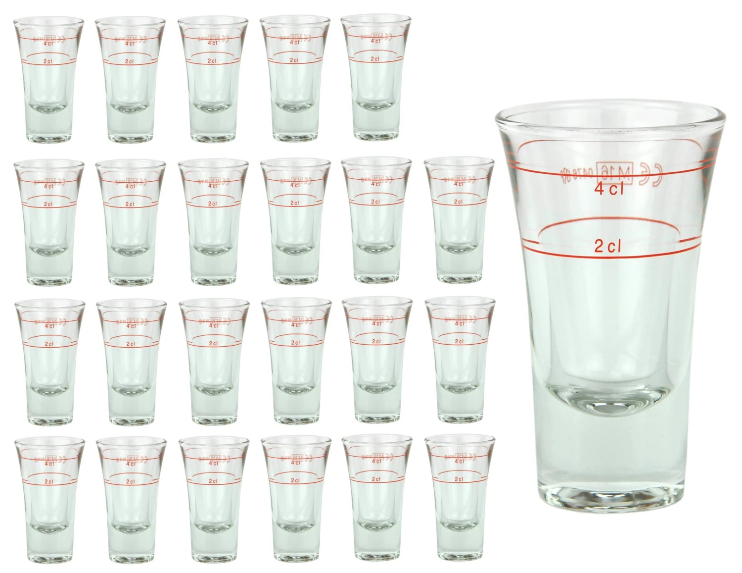 24er Set Schnapsgläser Stamper Dublino 2cl + 4cl