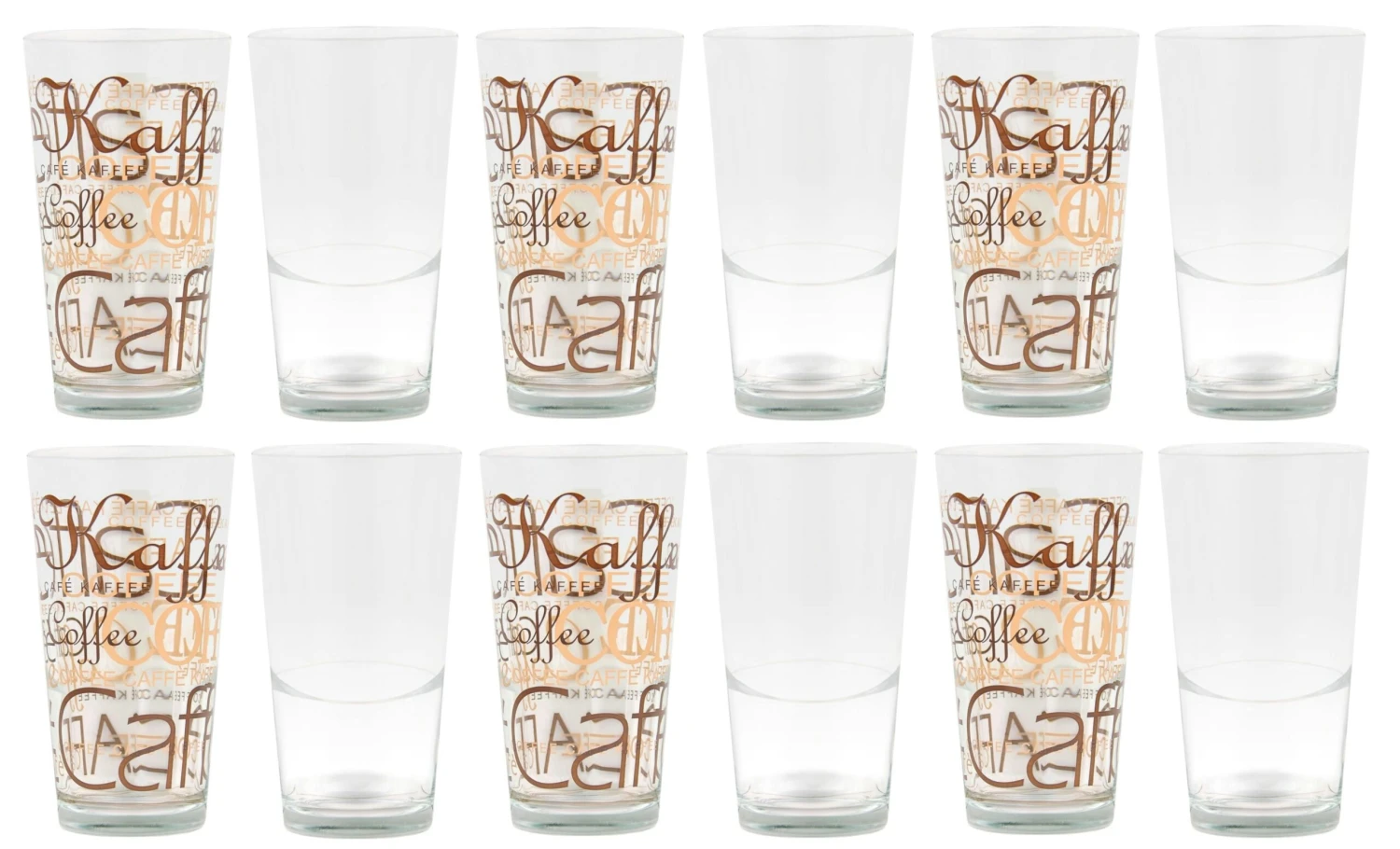 12er Set Mix Latte Macchiato Glas 39cl Stapelbar Mit Dekor / Ohne Dekor