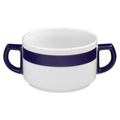 6 X Seltmann Obere Zur Suppentasse 0,35 L, Form: Vitalis, Dekor: 34708 Blaues Band