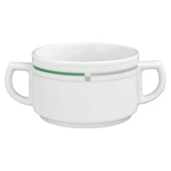 6 X Seltmann Obere Zur Suppentasse 0,35 L, Form: Vitalis, Dekor: 34281 Grün-grau