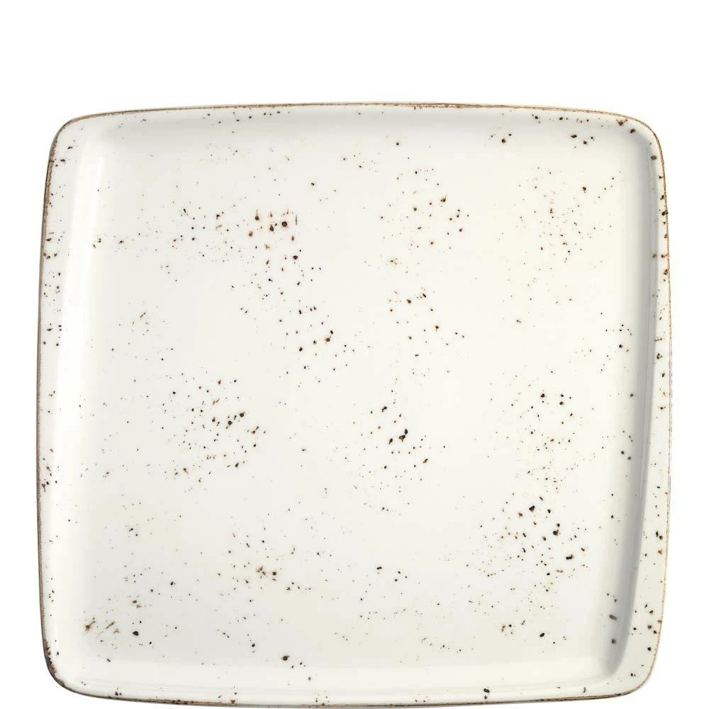 2x Servierplatten Speiseteller Porzellan Geschirr Rechteckig Weiß Creme Braun Bonna Grain Moove 32x30cm Kantenschutz Vintage Retro - Image 2