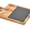 Schäfer Bambus Holz Servierplatte 35 X 25 X 1,8 Cm Mit 3 Runden Fächern Brett Steakteller Steakbrett