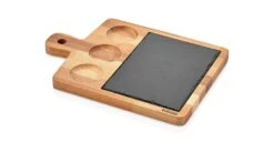 Schäfer Bambus Holz Servierplatte 35 X 25 X 1,8 Cm Mit 3 Runden Fächern Brett Steakteller Steakbrett