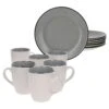 12tlg Frühstücksset Campo Grau Keramik Für 6 Personen